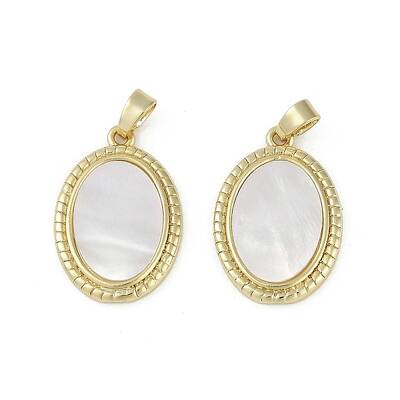 Brass Pave Natural Shell Pendants