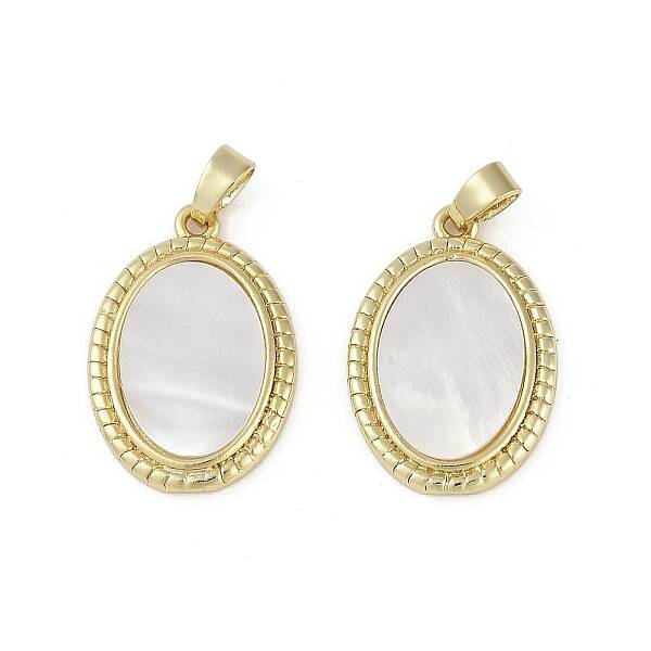 Brass Pave Natural Shell Pendants