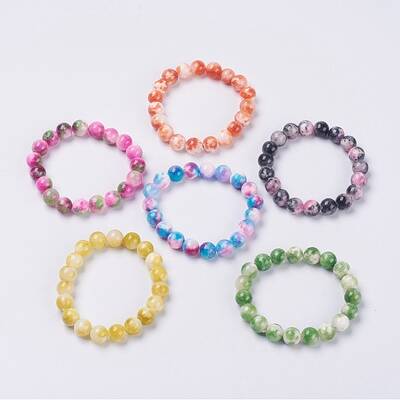 Natural Jade Beaded Stretch Bracelet