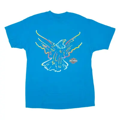 HARLEY DAVIDSON Tomahawk Wisconsin Biker T-Shirt Blue Short Sleeve Mens L