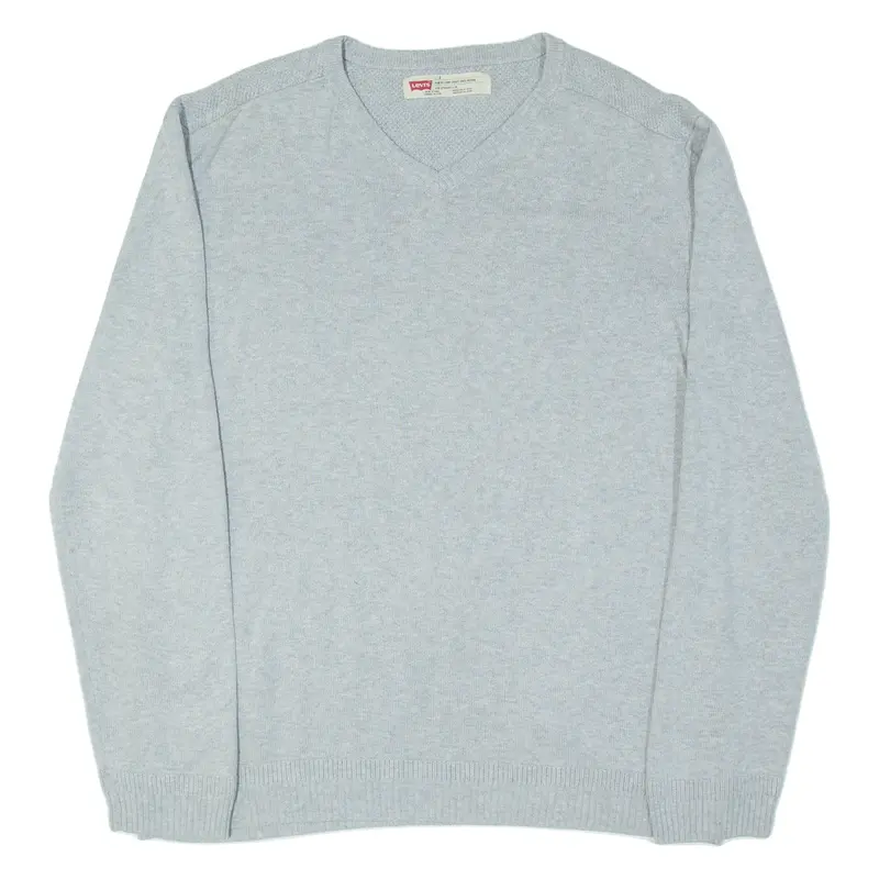 LEVI'S Slim Fit Mens Jumper Grey V-Neck Tight Knit L