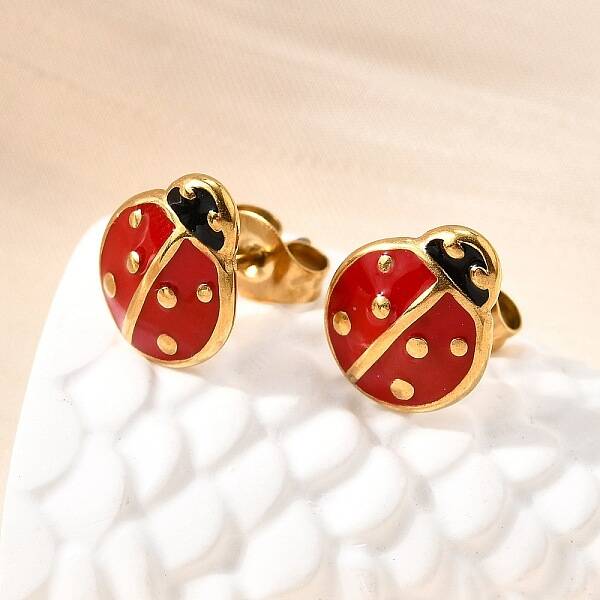 Ladybug 304 Stainless Steel Stud Earrings for Women