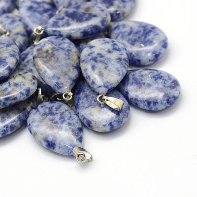 Teardrop Natural Blue Spot Jasper Pendants