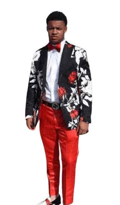 Black and White and Red Floral Blazer - Flower Sport