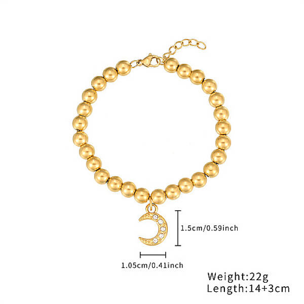 Stainless Steel Crystal Rhinestone Ball Beaded Bracelets with Pendants