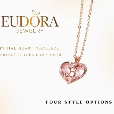EUDORA Initial Necklace for Women, Elegant Heart Shape Letter Pendant, Personalized Jewelry Gift for Mom, Perfect for Motherâ...