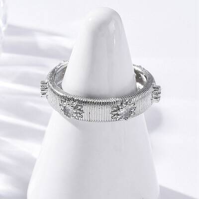 Brass Micro Pave Clear Cubic Zirconia Cuff Rings for Women