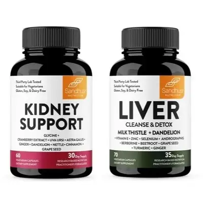 {Sandhus} Liver & Kidney Cleanse Your Liver and Purify Your Kidneys Healthcare Natural Fitness Supplement Capsule Bathroom D...