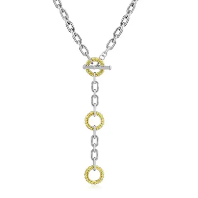 Aprilery Two-Tone Cable Chain Necklace – Designer-Inspired Twisted Rope Oval Link Statement Necklace for Women Chunky Elega...