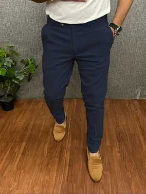 Men's Plain Pocket Straight Leg Pants, Slim Casual Business Streetwear Trousers for Men, Men's Bottoms for Work Office Daily ...