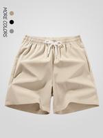 Men's Solid Color Drawstring Waist Shorts, Regular Fit Casual Comfortable Breathable Pocket Shorts for Summer, Men's All-matc...