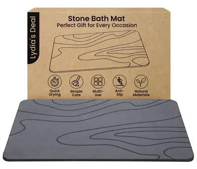 Stone Bath Mat, Diatomaceous Earth Bath Mat Non-Slip Bath Stone Shower Mat Diatomite, Quick Drying Absorbent for Floor Super ...