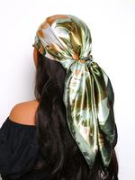 Women's Elegant Random Print Square Scarf, Floral Pattern Shawl, Fashionable Soft Satin Scarf for Daily Wear, Casual Versatil...