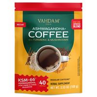 VAHDAM KSM-66 Ashwagandha Coffee Instant Coffee with KSM-66, 95% Curcuminoids Turmeric, Lion’s Mane & Chaga 40 Serving