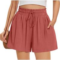 [NEW] UEU Womens Linen Casual Pants Summer Wide Leg Loose High Waist Drawstring Palazzo Capri with Pockets