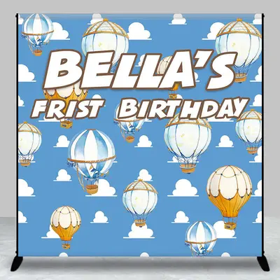 Custom Name Hot Air Balloon Sky 1st Birthday Backdrop