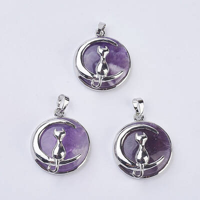 Natural Amethyst Kitten Pendants