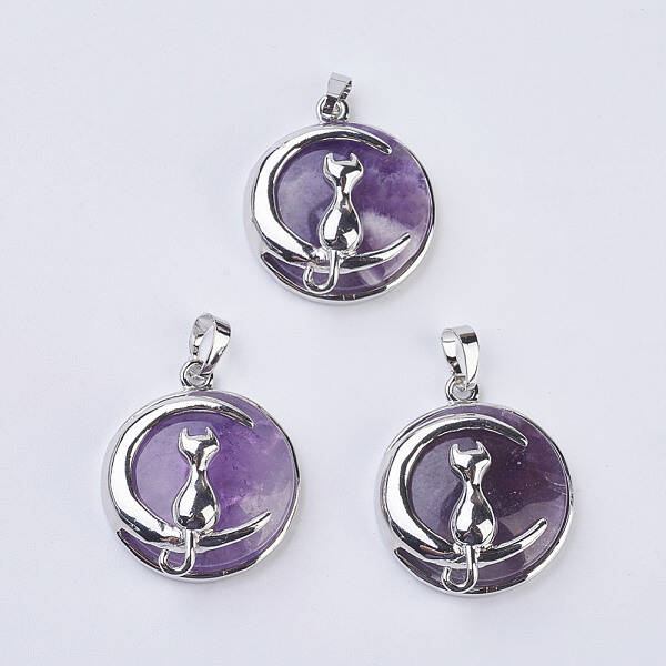 Natural Amethyst Kitten Pendants