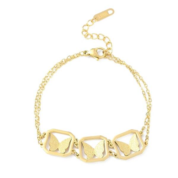 Ion Plating(IP) Golden 304 Stainless Steel Link Bracelets for Women