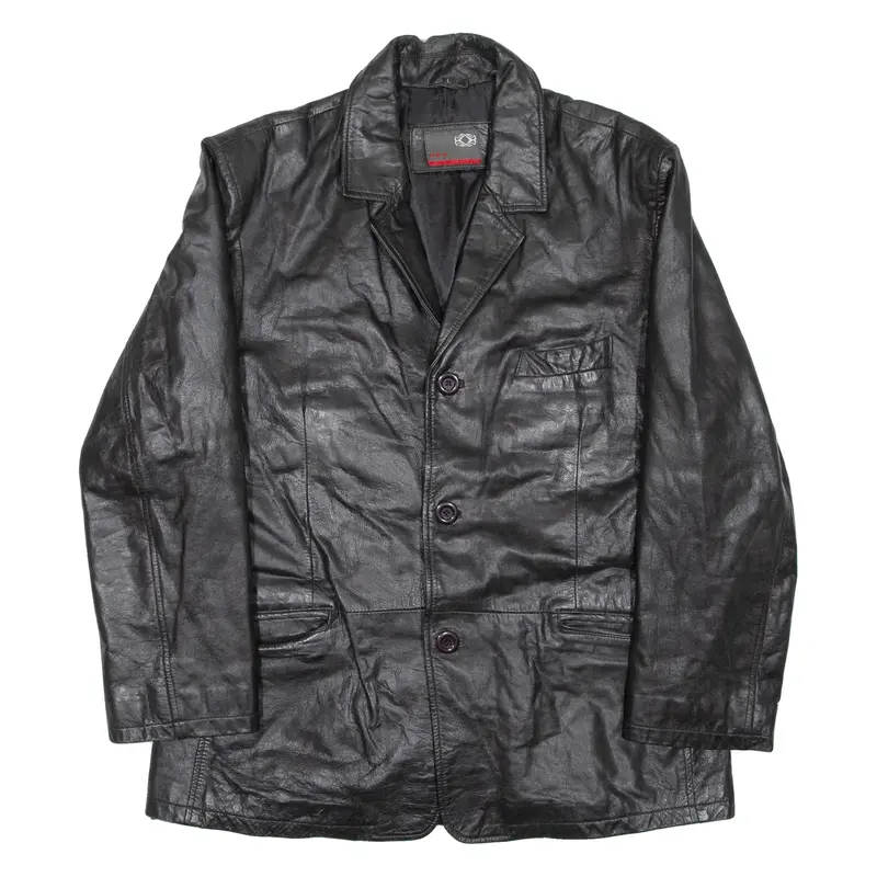 H.K.A Mens Jacket Black Leather L