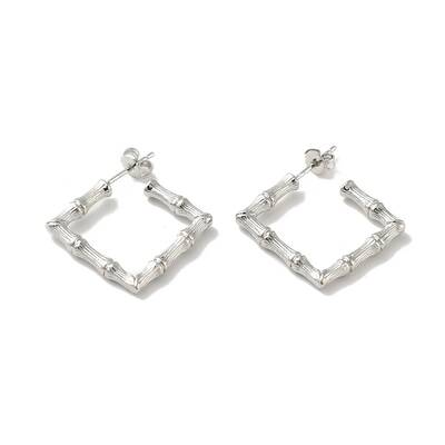 Rack Plating Brass Bamboo Wrap Square Stud Earrings