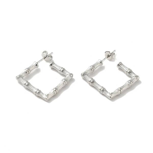 Rack Plating Brass Bamboo Wrap Square Stud Earrings