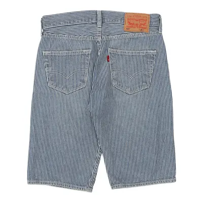 501 Levis Striped Denim Shorts - 30W 12L Blue Cotton