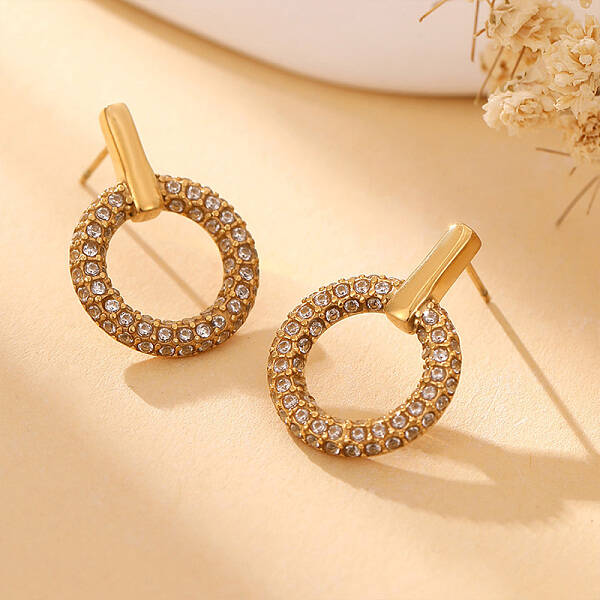 Elegant Stainless Steel Ring Stud Earrings