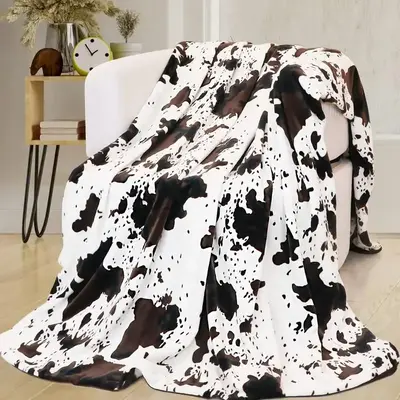 Cow Print Blanket, Soft Warm Throw Blanket, Air-conditioned Room Blankets, Plush Nap Throw Blankets for Bedroom, Baby Blanket...