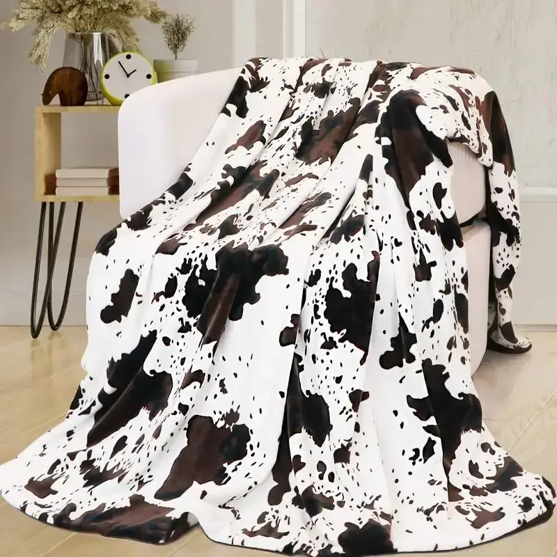 Cow Print Blanket, Soft Warm Throw Blanket, Air-conditioned Room Blankets, Plush Nap Throw Blankets for Bedroom, Baby Blanket...