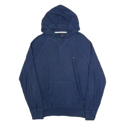 TOMMY HILFIGER Mens Blue Hoodie Linen L