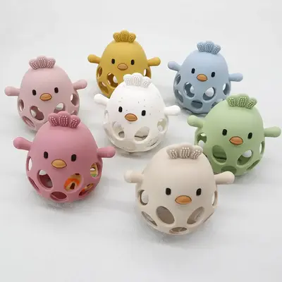 Hollow Out Cute Chicken Design Teething Toy, 1 Count Baby Teether, Baby Teething Relief Toy, Baby Soothing Teether, Baby Ta...