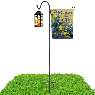 Garden Flag Holder with Windclip, 1 Count Solar Light Garden Flag Holder, Outdoor Decorations for Balcony Garden Yard Park(wi...