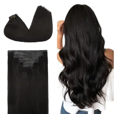 GOOGOO Hair Extensions Seamless Clip in Human Hair Natural Straight TikTokShopfalldealsforyou