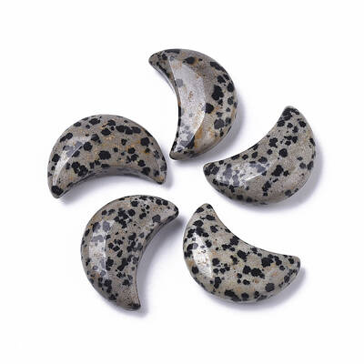 Moon Shape Natural  Dalmatian Jasper Healing Crystal Pocket Palm Stones