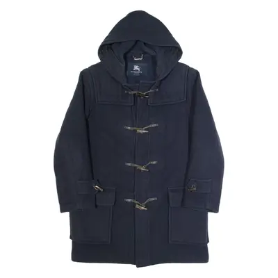 BURBERRY Womens Duffle Coat Blue Wool Hooded L