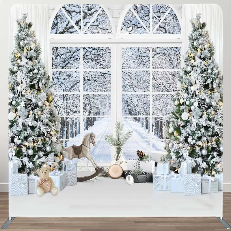 White Christmas Trees Window Pillow Cover Backdrop - Aperturee