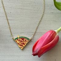 Palestine Watermelon Slice Necklace – “Palestine” فلسطين Arabic Calligraphy Pendant