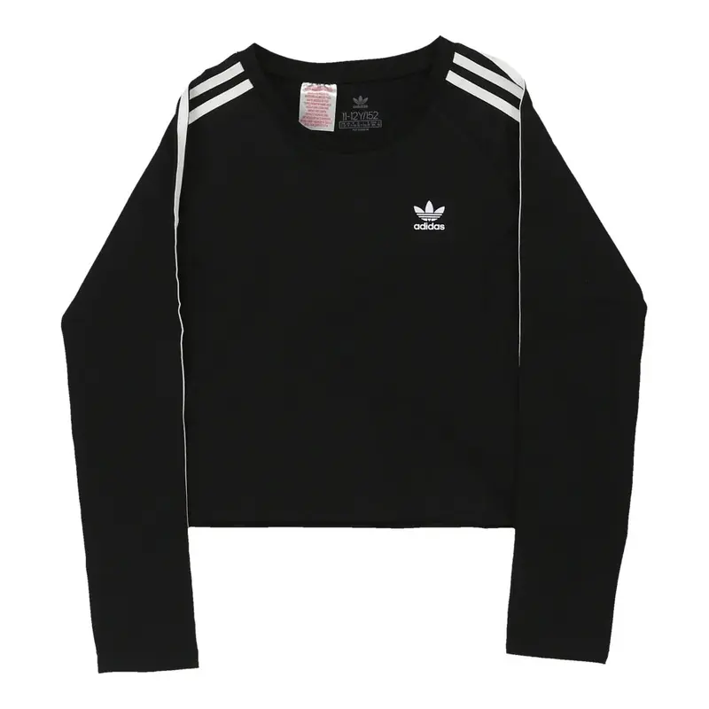 Age 11-12 Adidas Cropped Sweatshirt - Medium Black Cotton Blend