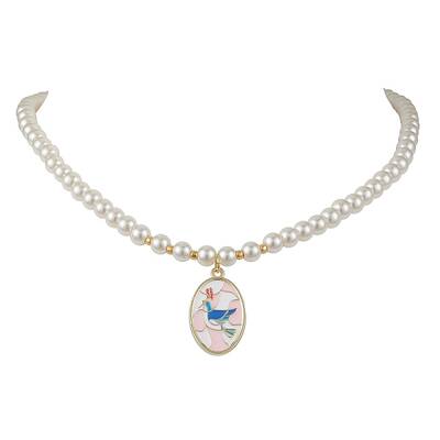 White Glass Pearl Beaded Necklaces
