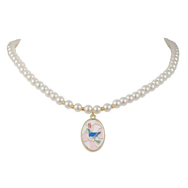 White Glass Pearl Beaded Necklaces
