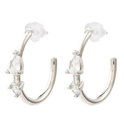 Platinum Brass Ring Stud Earrings