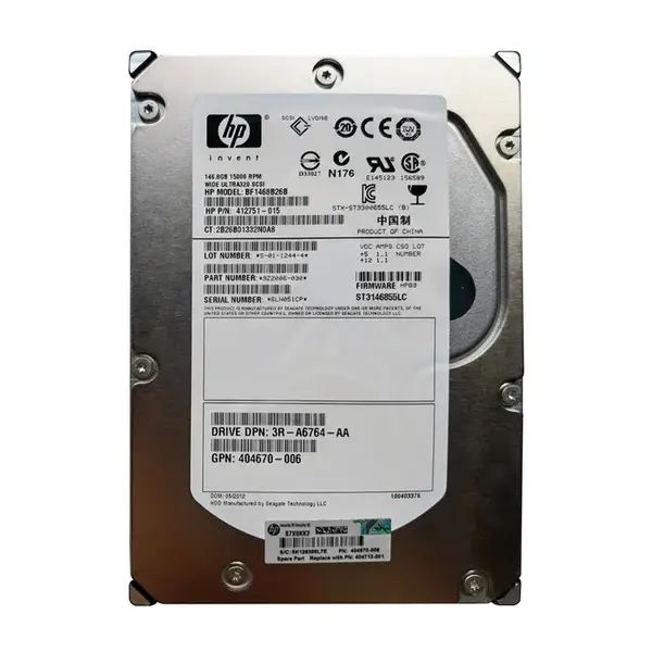 3R-A6764-AA HP 146GB Ultra-320 SCSI 15000 3.5-inch 8MB Hard Drive