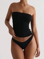 Women's Solid Color Crop Tube Top, Casual Curvy Sleeveless Strapless Top for Summer, Women's Clothing for Daily Wear, Womens...