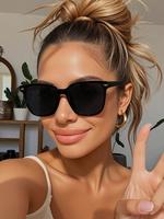 Women's Vintage Trendy Square Frame Sunglasses, Retro Casual Sunglasses for Everyday Use, Fashion Accessories for Outdoor Act...