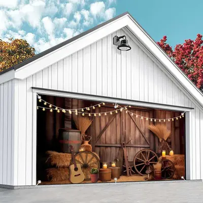 Aperturee Western Cowboy Style Wood Barn Garage Door Banner