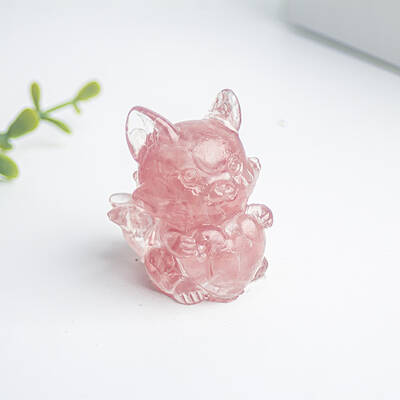 Watermelon Stone Glass Fox Display Decorations