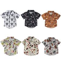 Western Baby Boy Dress Shirt Cow Print Short Sleeve Button Down Lapel Shirt Gentlemen Tee Tops Toddler Farm Country Cowboy Sh...