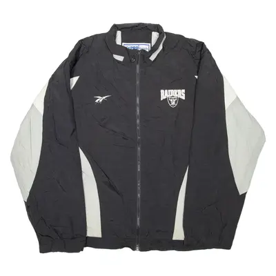 REEBOK X NFL Raiders Mens Track Jacket Black Nylon USA Colourblock XL
