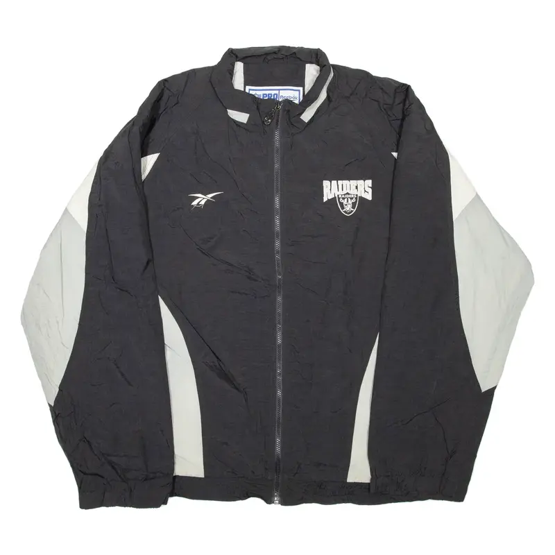 REEBOK X NFL Raiders Mens Track Jacket Black Nylon USA Colourblock XL